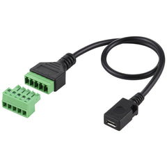 Micro USB Female to 5 Pin Pluggable Terminals Solder-free USB Connector Solderless Connection Adapter Cable, Length: 30cm, Micro USB Female