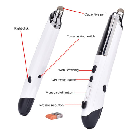 PR-08 6-keys Smart Wireless Optical Mouse with Stylus Pen & Laser Function, Laser Function Blue, Laser Function Red, Laser Function White, Laser Function Black, Laser Function Grey