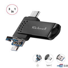 Richwell 3 in 1 32G Type-C + Micro USB + USB 3.0 Metal Flash Disk with OTG Function