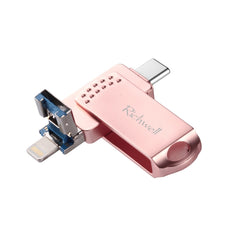 Richwell 64G Type-C + 8 Pin + USB 3.0 Metal Flash Disk with OTG Function