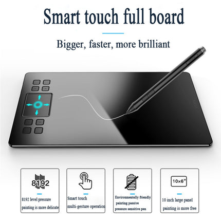 VEIKK A50 10x6 inch 5080 LPI Smart Touch Electronic Graphic Tablet, with Type-c Interface, A50