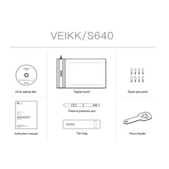 VEIKK S640 6x4 inch 5080 LPI Electronic Graphic Tablet, S640