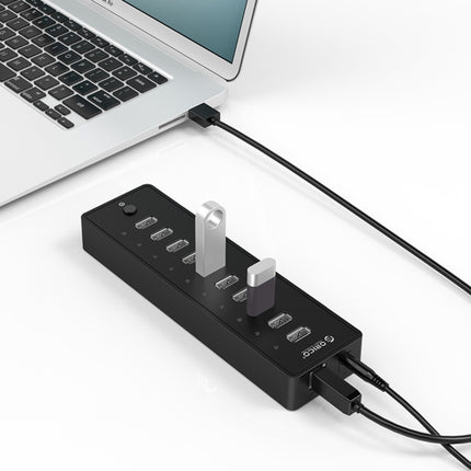 ORICO P10-U2 Hub USB 2.0 de 10 puertos con indicador LED de encendido y cable USB de 1 m (negro)