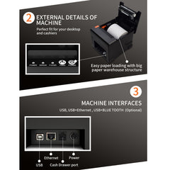 ZJ-8360-L USB Bluetooth Wireless Auto-cutter 80mm Thermal Receipt Printer, ZJ-8360-L USB Bluetoot, ZJ-8360-L USB Bluetooth