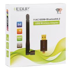 EDUP EP-AC1661 2 in 1 Bluetooth 4.2 + Dual Band 11AC 600Mbps High Speed Wireless USB Adapter WiFi Receiver, EP-AC1661 600Mbps