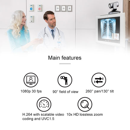 Logitech CC2900EP HD 1080P 10X Lossless Zoom Corporate Conference Camera, EU Plug