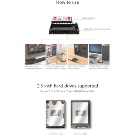 Carcasa conversora/caddy para disco duro de 2,5 a 3,5 pulgadas SATA 3.0 de velocidad de transferencia rápida ORICO 1125SS