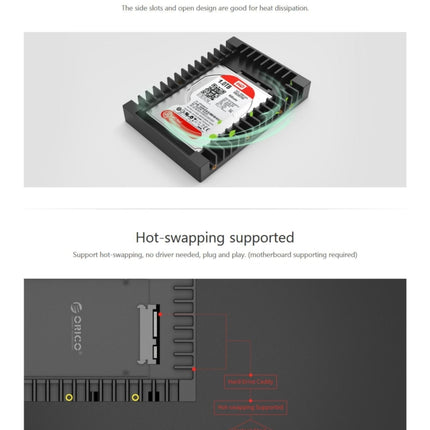 Carcasa conversora/caddy para disco duro de 2,5 a 3,5 pulgadas SATA 3.0 de velocidad de transferencia rápida ORICO 1125SS