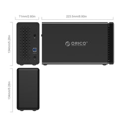 ORICO NS200-RU3 - Caja de almacenamiento para disco duro externo USB 3.0 tipo B a SATA de 2 bahías con RAID para HDD SATA de 3,5 pulgadas, compatible con protocolo UASP, USB 3.0 tipo B a SATA con RAID