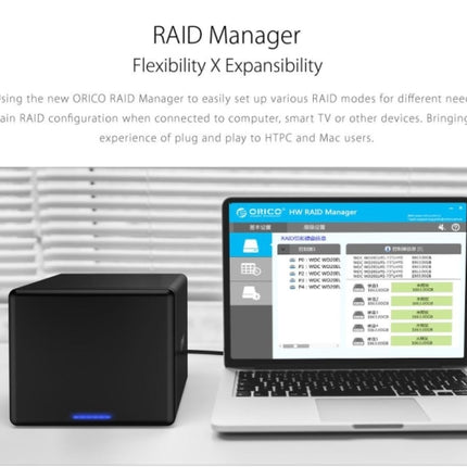 ORICO NS500-RC3 5-Bay USB-C / Type-C 3.1 auf SATA Externe Festplattenbox Aufbewahrungsgehäuse Festplattendock mit Raid für 3,5 Zoll SATA HDD, unterstützt UASP-Protokoll, USB 3.1 Type-C auf SATA mit Raid