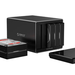 ORICO NS500-RC3 - ​​Caja de almacenamiento para disco duro externo USB-C/Tipo-C 3.1 a SATA de 5 bahías con RAID para HDD SATA de 3,5 pulgadas, compatible con protocolo UASP, USB 3.1 Tipo-C a SATA con RAID