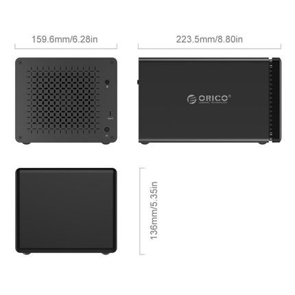 ORICO NS500-RC3 5-Bay USB-C / Type-C 3.1 auf SATA Externe Festplattenbox Aufbewahrungsgehäuse Festplattendock mit Raid für 3,5 Zoll SATA HDD, unterstützt UASP-Protokoll, USB 3.1 Type-C auf SATA mit Raid