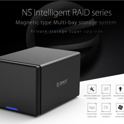 ORICO NS500-RC3 5-Bay USB-C / Type-C 3.1 auf SATA Externe Festplattenbox Aufbewahrungsgehäuse Festplattendock mit Raid für 3,5 Zoll SATA HDD, unterstützt UASP-Protokoll, USB 3.1 Type-C auf SATA mit Raid