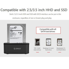 ORICO USB 3.0 Type-B to SATA External Storage Hard Drive Dock for 2.5 inch / 3.5 inch SATA HDD / SSD, 1 Bay