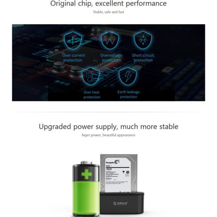 ORICO USB 3.0 Type-B to SATA External Storage Hard Drive Dock for 2.5 inch / 3.5 inch SATA HDD / SSD, 1 Bay