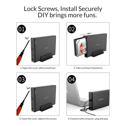 ORICO 7688C3 8TB 3.5 inch USB-C / Type-C Mobile HDD Enclosure with Detachable Base, Cable Length: 1m