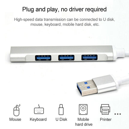 Adaptador de concentrador de aleación de aluminio A-809 de 4 puertos USB 3.0 a USB 3.0, A-809