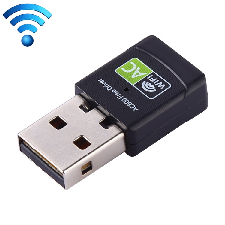 AC600Mbps 2.4GHz & 5GHz Dual Band USB 2.0 WiFi Free Drive Adapter External Network Card, AC600Mbps