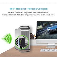 AC600Mbps 2.4GHz & 5GHz Dual Band USB 2.0 WiFi Free Drive Adapter External Network Card, AC600Mbps