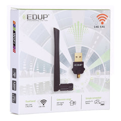 EDUP EP-AC1669 AC1300Mbps 2.4GHz & 5.8GHz Dual Band USB WiFi Adapter External Network Card with 2dbi Antenna, EP-AC1669