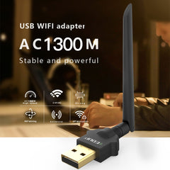 EDUP EP-AC1669 AC1300Mbps 2.4GHz & 5.8GHz Dual Band USB WiFi Adapter External Network Card with 2dbi Antenna, EP-AC1669