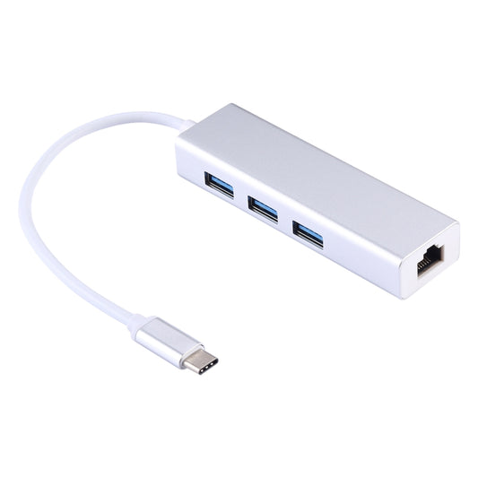 Aluminum Shell 3 USB3.0 Ports HUB + USB-C / Type-C Gigabit Ethernet Adapter, USB Type-C 1000Mbps