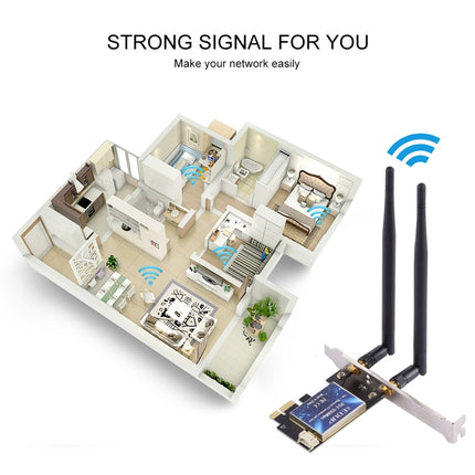 EDUP EP-9620 2 in 1 AC1200Mbps 2.4GHz & 5.8GHz Dual Band PCI-E 2 Antenna WiFi Adapter External Network Card + Bluetooth
