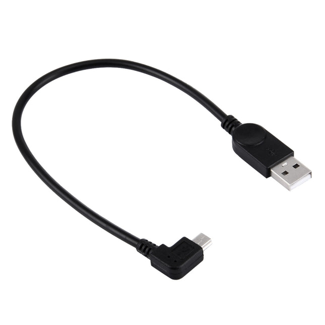 90 Degree Angle Left Mini USB to USB Data / Charging Cable, Length: 28cm, Left Angle Mini USB