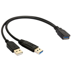 2 in 1 USB 3.0 Female to USB 2.0 + USB 3.0 Male Cable for Computer / Laptop, Length: 29cm, USB 3.0 AF to USB 2.0 AM + USB 3.0 AM