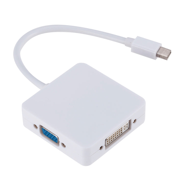 3 in 1 Mini DP Male to HDMI + VGA + DVI Female Square Adapter, Cable Length: 18cm