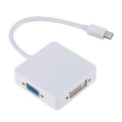 3 in 1 Mini DP Male to HDMI + VGA + DVI Female Square Adapter, Cable Length: 18cm