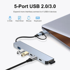 BYL-2217TU 7 in 1 USB 3.0 and Type-C / USB-C to USB 3.0 USB 2.0 HUB Adapter, 7 in 1