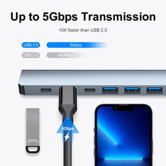 BYL-2217TU 7 in 1 USB 3.0 and Type-C / USB-C to USB 3.0 USB 2.0 HUB Adapter, 7 in 1