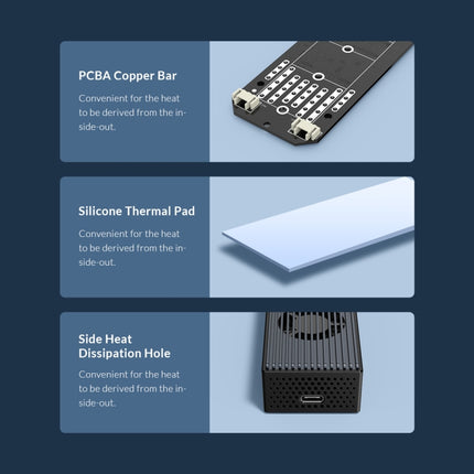 ORICO M2PVC3-G20-GY-BP USB3.2 20Gbps M.2 NVMe SSD Enclosure, M2PVC3-G20-GY-BP