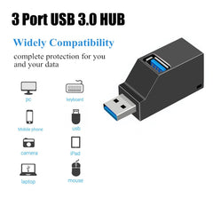 Portable Mini 2 x USB 2.0 + 1 x USB 3.0 HUB with Lanyard, USB 3.0