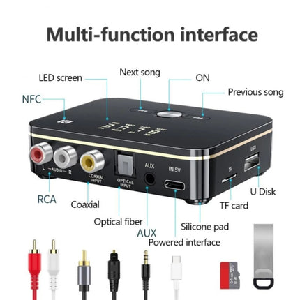 Transmisor y receptor de audio óptico coaxial NFC M8 2 en 1 con Bluetooth 5.0 y pantalla digital, M8