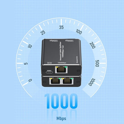 KC-E102 1000M LAN 1 to 2 RJ45 Splitter Adapter Ethernet Network Female Connector, KC-E102