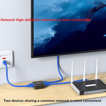 KC-E102 1000M LAN 1 to 2 RJ45 Splitter Adapter Ethernet Network Female Connector, KC-E102