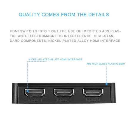 1080P 3 x 1 Ports (3 Ports Input x 1 Port Output) HDMI Switch with Remote Control, 3 Inputs to 1 output