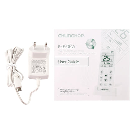 CHUNGHOP K-390EW WiFi Smart Universal Air Conditioner A/C Remote Control with Backlight & LED Light & Base, Support 2G / 3G / 4G / WiFi Network, EU Plug, PC6933, PC6933EU