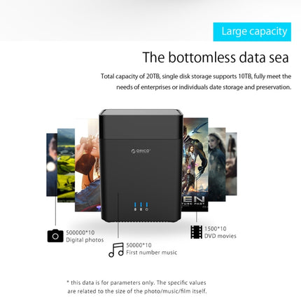 ORICO DS200U3 3.5 inch 2 Bay Magnetic-type USB 3.0 Hard Drive Enclosure with Blue LED Indicator, USB 3.0