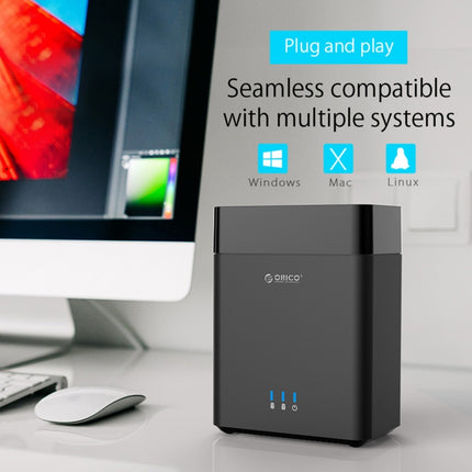 ORICO DS200U3 3.5 inch 2 Bay Magnetic-type USB 3.0 Hard Drive Enclosure with Blue LED Indicator, USB 3.0