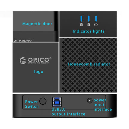 ORICO DS200U3 3.5 inch 2 Bay Magnetic-type USB 3.0 Hard Drive Enclosure with Blue LED Indicator, USB 3.0