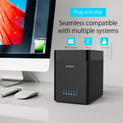 ORICO DS500C3 3.5 inch 5 Bay Magnetic-type USB-C / Type-C Hard Drive Enclosure with Blue LED Indicator, USB Type-C