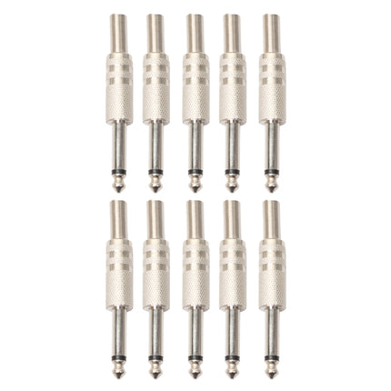 10 PCS 2 Pin 6.5mm Plug Zinc Alloy Welded Type Audio Connector 6.35 Audio Plug, 10 PCS