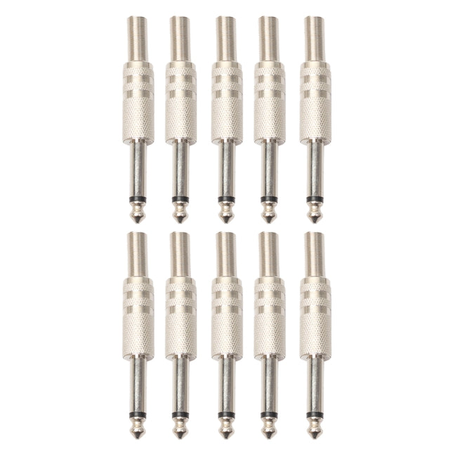 10 PCS 2 Pin 6.5mm Plug Zinc Alloy Welded Type Audio Connector 6.35 Audio Plug, 10 PCS