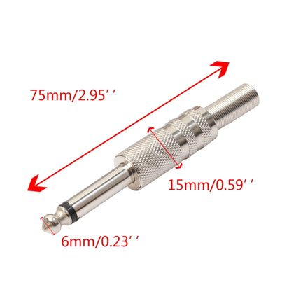 10 PCS 2 Pin 6.5mm Plug Zinc Alloy Welded Type Audio Connector 6.35 Audio Plug, 10 PCS