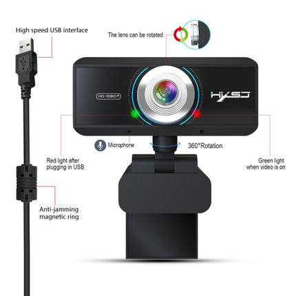 HXSJ S4 1080P Adjustable 180 Degree HD Manual Focus Video Webcam PC Camera with Microphone