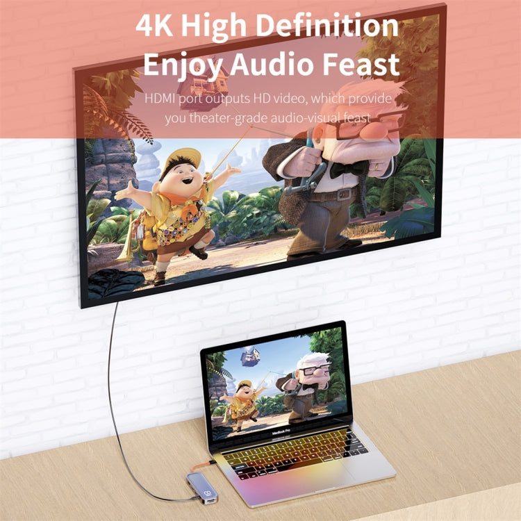 ROCK TR03 8 In 1 Type-C / USB-C to HDMI Multifunctional Extension HUB Adapter, TR03