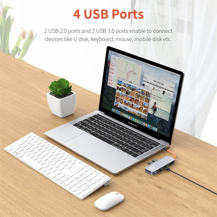 ROCK TR03 8 In 1 Type-C / USB-C to HDMI Multifunctional Extension HUB Adapter, TR03
